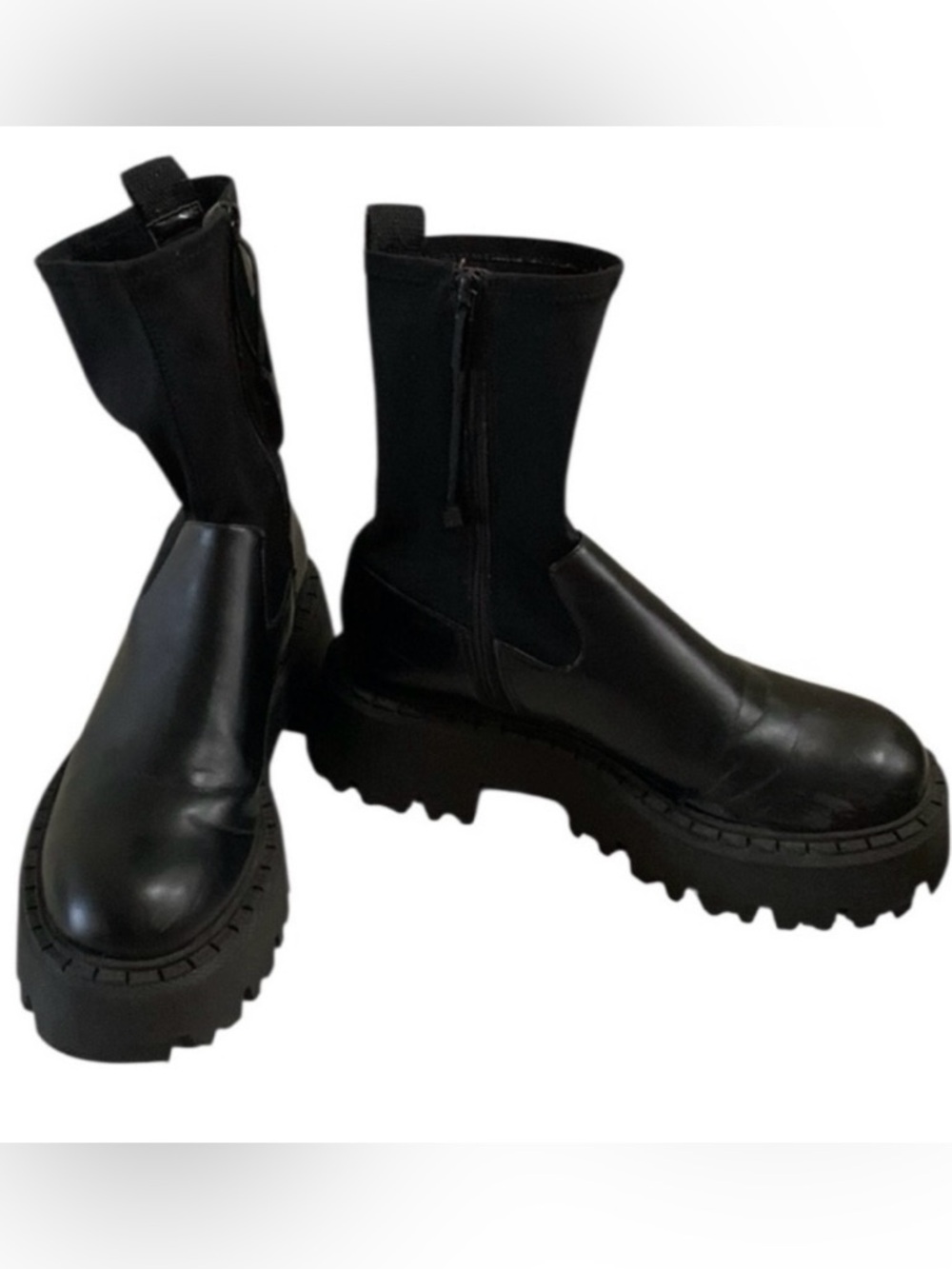 Zara Lug Sole Chunky Moto Combat Ankle Boots Women’s Size 40 (Size 9) Soft Top